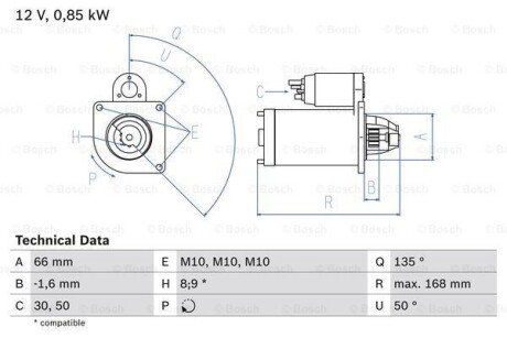 Стартер BOSCH 0986021051