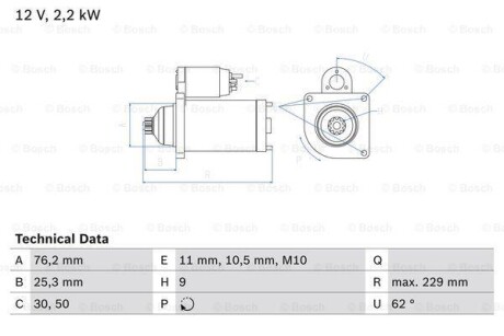 Стартер BOSCH 0986024050