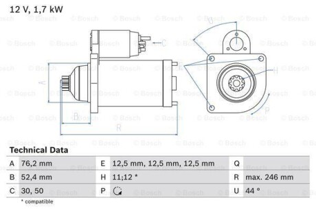 Стартер BOSCH 0986024100