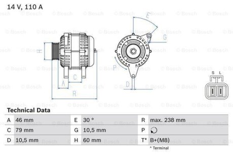 Генератор BOSCH 0986049500