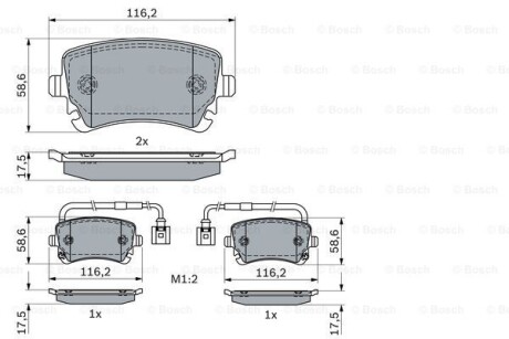 Комплект гальмівних колодок BOSCH 0986424057