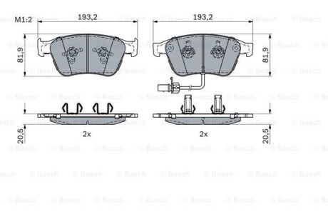 Комплект гальмівних колодок BOSCH 0986424397
