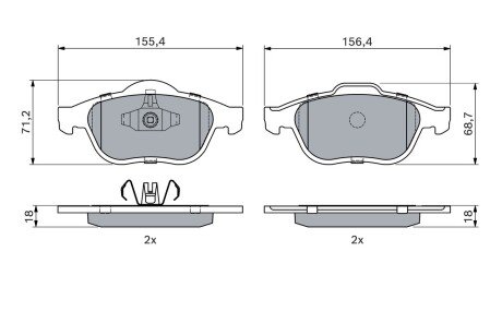 Колодки гальмівні (передні) Renault Scenic II/Grand Scenic II 03- BOSCH 0986424443