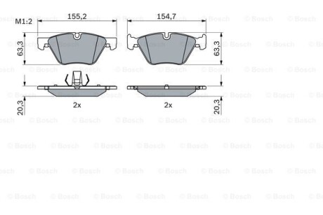 Колодки гальмівні (передні) BMW 1 (E81/E82)/3 (E90-E93)/X1 (E84)/Z4 (E89) 04-16 BOSCH 0986424621