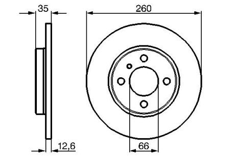 Диск гальмівний (передній) BMW 3 (E30) -91 M10/M40 (260x12.6) BOSCH 0986478029 (фото 1)