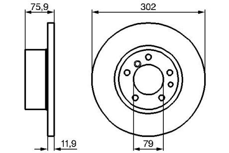 Диск гальмівний перед. BMW 5-serie (E34) (302*12) BOSCH 0986478319