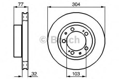 A_Гальмівний диск AUDI/PORSCHE 80/928/944 \'\'FL - знято з вир-ва BOSCH 0986478408