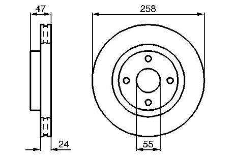 Диск гальмівний передн. MAZDA 323F 1,9 16V/2,0D/TD 93- BOSCH 0986478989