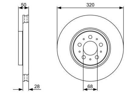 VOLVO диск гальм. передній S60/S80/XC70 BOSCH 0986479321 (фото 1)