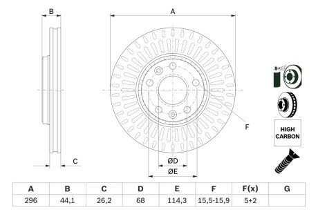 Диск гальмівний (передній) Renault Megane III/Scenic III/Laguna III 07- (296x26) BOSCH 0 986 479 E77