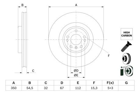 Диск гальмівний (передній) MB M-class (W166)/GL-class (X166) 11-(350x32) BOSCH 0986479E99