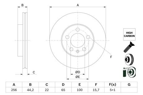 Диск гальм передн. VW Polo 17- BOSCH 0986479F32 (фото 1)