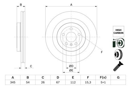 Диск гальм. задн. DB GL X166 -15 BOSCH 0986479F69