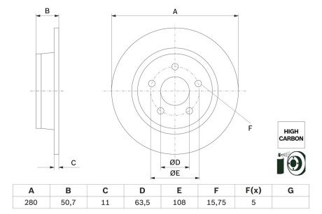 Диск гальм задн. FORD TOURNEO CONNECT 13- BOSCH 0986479G71