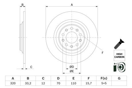 Диск гальмівний BOSCH 0986479G74