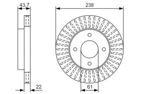 Диск гальм. передн. NISSAN MICRA -10 BOSCH 0986479T42