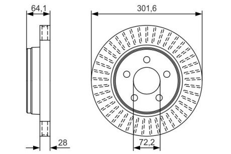 JEEP диск гальмівний передн.Cherokee 08-, Dodge Nitro 07- BOSCH 0986479U04