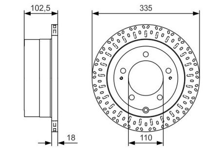 Диск гальмівний TOYOTA Land Cruiser J6/J7/J10 \'\'R \'\'98-07 PR2 BOSCH 0986479U32 (фото 1)