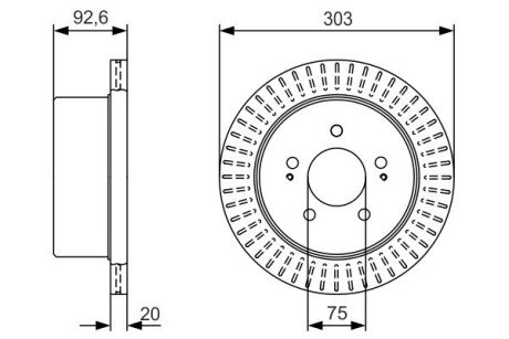 HYUNDAI гальмівний диск задн.H-1 02- BOSCH 0986479V26