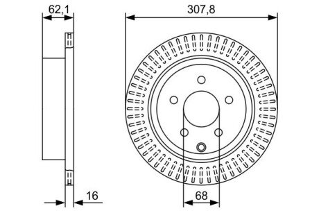 Диск гальмівний INFINITI/NISSAN FX/M/Q70/Q50/JX/QX60/QX70/FX35/Murano/Pathfinder \'\'R \'\'3,5-4,5 \'\'08- BOSCH 0986479W11 (фото 1)