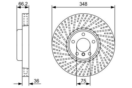 Диск гальмівний (передній) BMW 5 (F10/F11)/6 (F12/F13)/7 (F01-F04) 10- (348x36) (L)(з покр.)(вентил.) BOSCH 0986479W19