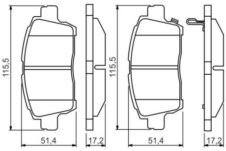 Колодки гальмівні (передні) Toyota Corolla 01-08/Prius 00-04/Yaris 99-05 BOSCH 0986495242