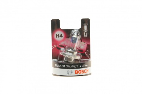 Лампа розжарювання H4 12V 60/55W P43t GigaLight +150 (blister 1шт) BOSCH 1987301136