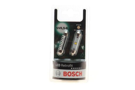 Автолампа 12V 1W SV8.5-8 LED Retrofit 4000K BL (4000K) (blister/К-кт 2 шт.) BOSCH 1987301510