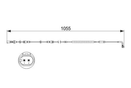 Датчик зносу гальмівних колодок (передніх) BMW 7 (F01-F04) 08-15 (L=1055mm) BOSCH 1987473506