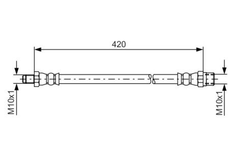 DB шланг гальмівний 207D-410/D 420мм М10*1 BOSCH 1987476077