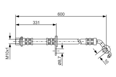 Шланг гальмівний (передній) Toyota RAV4 1.8/2.0 16V 00-05 (L) (L=585mm) BOSCH 1987476108