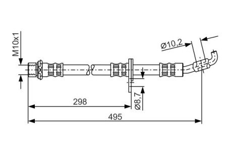 Гальмівний шланг 495mm LEXUS/TOYOTA ES300/RX300/Avalon/Camry \'\'2,0-3,0 \'\'91-05 BOSCH 1987476963