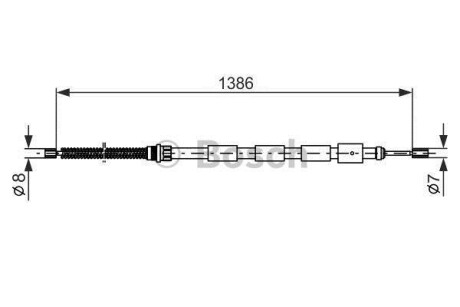 PEUGEOT трос ручного гальма задн. прав. 205 83- BOSCH 1987477145