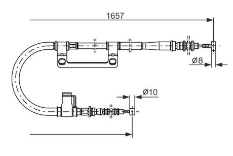 MAZDA трос ручного гальма лів.626 92- BOSCH 1987477502