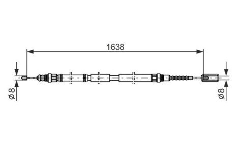 PEUGEOT трос ручного гальма проміж. 605 BOSCH 1987477688