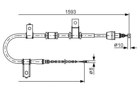 HYUNDAI трос ручн.гальма лів.Getz 02- (диск (з ABS) BOSCH 1987482224