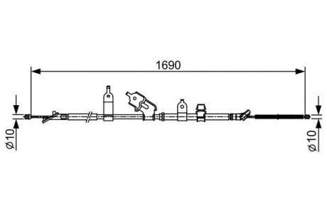 TOYOTA трос ручного гальма прав. YARIS / VIOS седан 1.3 06- BOSCH 1987482443