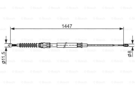 Трос ручного тормоза VAG 05- 1447мм BOSCH 1987482445