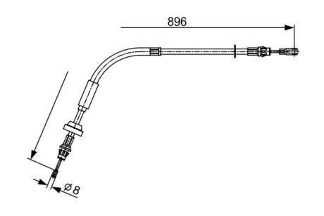 FORD Трос ручного гальма спереду 986/630mm,896/630mm Transit,Transit Custom 12- BOSCH 1987482543