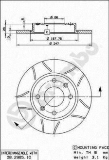 Гальмівний диск BREMBO 08298575