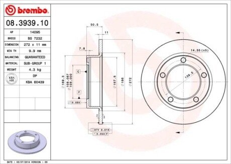 Диск гальмівний BREMBO 08.3939.10