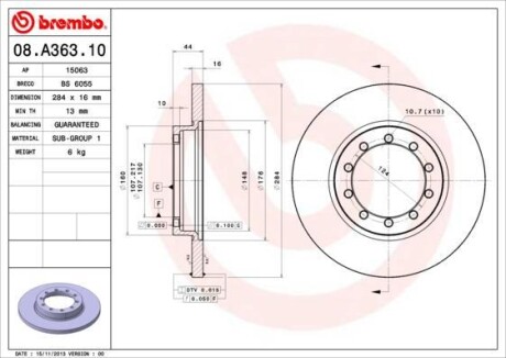 Гальмівний диск BREMBO 08A36310