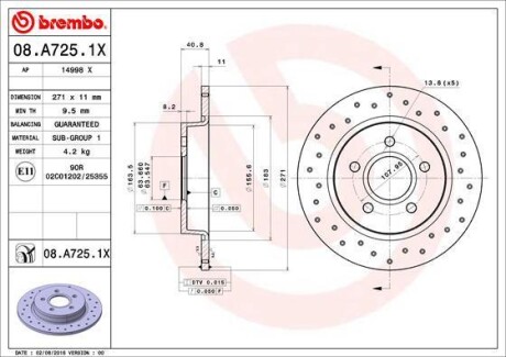 Гальмівний диск зад. Focus III 11- (271x41mm) BREMBO 08.A725.1X