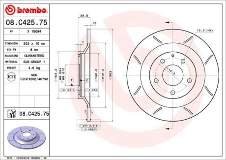 Гальмівний диск BREMBO 08C42575