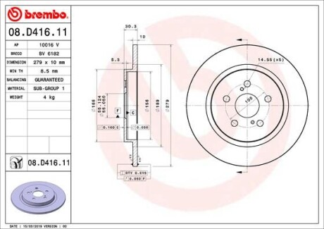 Гальмівний диск BREMBO 08D41611