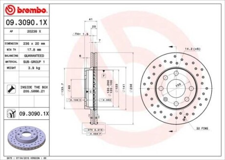 Гальмівний диск BREMBO 0930901X