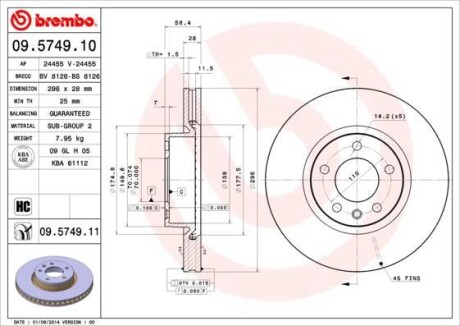 Гальмівний диск BREMBO 09574911