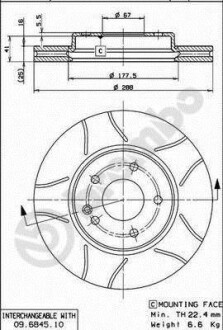 Гальмівний диск BREMBO 09684575