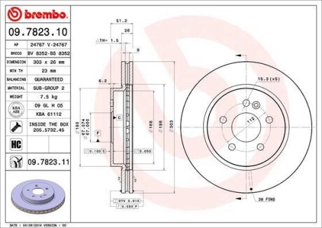 Гальмівний диск BREMBO 09782311