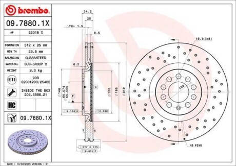 Гальмівний диск BREMBO 0978801X